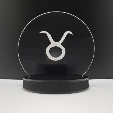 Luminária Abajur Mesa LED RGB Fonte Bivolt Decoração Horoscopo Signo Touro Clean