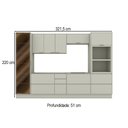 Ver imagem 2 de Cozinha Completa Fineze 7 Portas 8 Gavetas com Vidro 100% MDF Areia Hp - Henn