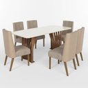 Ver imagem 2 de Conjunto Mesa Adriana 200cm com Vidro 06 Cadeiras Anne Marrom/Nature/Off White/Bege/Creme