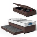 Ver imagem 1 de Cama Box Baú com Colchão de Molas Ensacadas Double Face Essence Probel + Auxiliar Solteiro 88cm