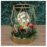 Decoração Lamparina Dourada Natal Enfeite Iluminado Natalino 15,5cm - 1