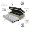 Ver imagem 5 de Bicama Box Baú Solteiro com Colchão Gransleep Ecoflex Molas Verticoil Linho Bege 88x188