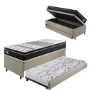 Ver imagem 1 de Bicama Box Baú Solteiro com Colchão Gransleep Ecoflex Molas Verticoil Linho Bege 88x188