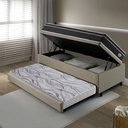 Ver imagem 3 de Bicama Box Baú Solteiro com Colchão Gransleep Ecoflex Molas Verticoil Linho Bege 88x188