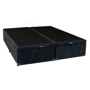 Cama Box Baú Casal Bipartido Blindado Suede Preto