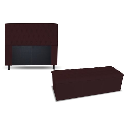 KIT CABECEIRA 195 + RECAMIER 195 LADY COR SUEDE MARSALA TOPÁZIO DECOR