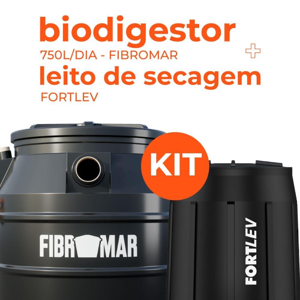 Kit Fossa Séptica Biodigestor 750l/dia Fibromar e Leito de Secagem Fortlev - 2