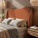 Ver imagem 2 de Cabeceira Orgânica para Cama Box Casal Padrão Luma 140cm Bouclê Terracota - Abmaza