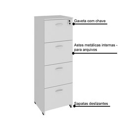 Armário para arquivos 4 Gavetas com chave 46cm WebOffice Cinza - 3