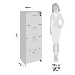 Armário para arquivos 4 Gavetas com chave 46cm WebOffice Cinza - 2