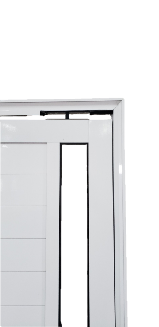 Porta Pivotante de Alumínio Branco Com Puxador, Friso e Visor Linha Veneza:Esquerda/ 210 x 120 - 3