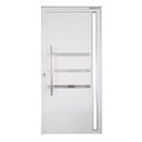 Ver imagem 1 de Porta Pivotante de Alumínio Branco com Puxador, Friso e Visor Linha Veneza:esquerda/ 210 X 120
