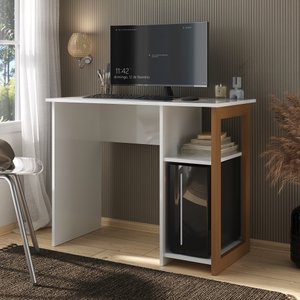 Mesa de Computador Escrivaninha Pc Gamer Monalisa:branco com Nature