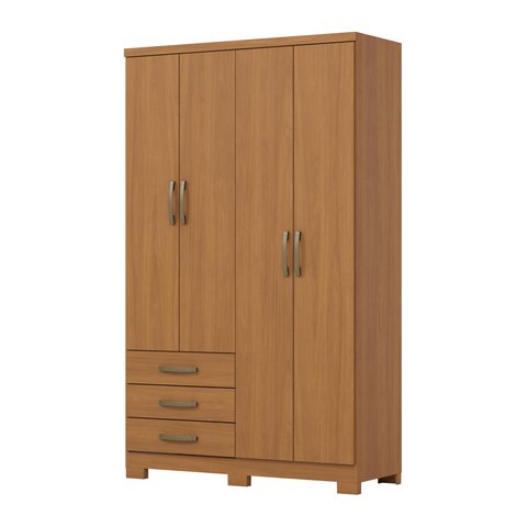 Guarda Roupa 04 Portas e 03 Gavetas Caju Da135 Cinamomo - Henn