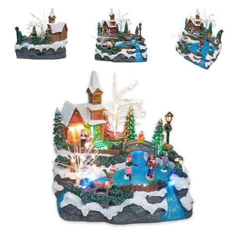 Enfeite Vilarejo Natalino Natal Musica Decoracao de Mesa Cenario Aparador Estante Sala Vitrine Shopp