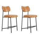 Ver imagem 1 de Kit 02 Banquetas Médias para Cozinha Lila Estofada com Encosto Couríssimo Whisky - Desk Design