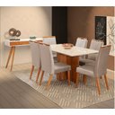 Ver imagem 1 de Mesa de jantar + 6 Cadeiras Milão tampo 160 cm Champagne