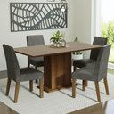 Ver imagem 1 de Conjunto Sala de Jantar Mesa Tampo de Madeira 4 Cadeiras Rustic/crema/silver Keila Madesa
