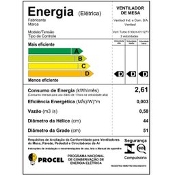 Ventilador de Mesa Turbo 6 Pás 50cm Premium Ventisol 127V - 10