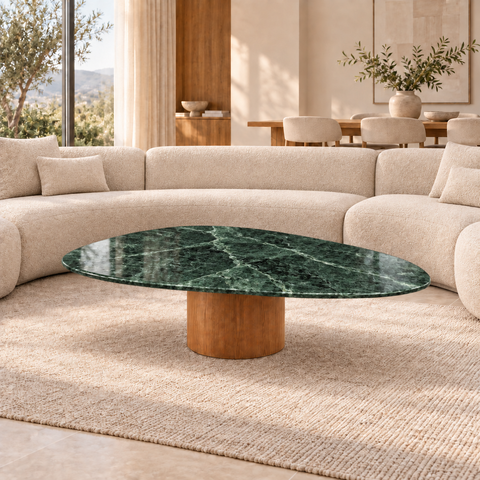 Mesa de Centro Eclat Orgânica em Mármore Verde Guatemala 90x60cm
