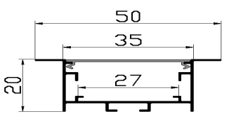 Perfil de Led Embutir 50x20mm 2m Astraled - Branco - 4