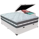 Ver imagem 1 de Cama Box Baú Branco e Colchão Black Graphite Molas Ensacadas Casal Anjos