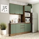 Ver imagem 1 de Cozinha Compacta Celeste Kappesberg 100% Mdf Nogueira/verde 190cm