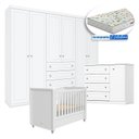 Ver imagem 2 de Quarto Infantil Mississipi 6 Portas com Berço Tutto New Branco Fosco e Colchão Gazin - Henn