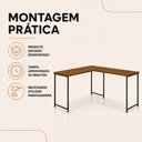 Ver imagem 5 de Mesa em L sem Prateleira Office em MDF Estilo Industrial Klm Store