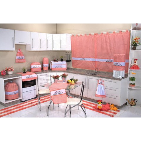 Itens para Cozinha Bordados - Gisella Arte & Tear Cortina de Cozinha - Bordada