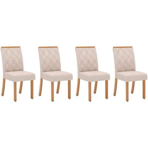 Kit 4 Cadeiras de Cozinha Vita 4 Uni Nature/suede Light Linho - Henn