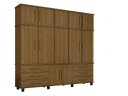 Ver imagem 1 de Roupeiro / Guarda Roupas Pris Triplex 6 Portas e 4 Gavetas com Nichos para Sapatos Cor Imbuia Pz