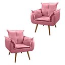 Ver imagem 1 de Kit 2 Poltronas Cadeira Decorativa Opala Sala e Quarto Rosa