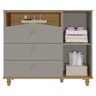 Comoda Bebê Fendi Nature Infantil MDF Pés Madeira 3 Gavetas Corrediças Telescópicas Guarda - 7