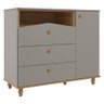 Comoda Bebê Fendi Nature Infantil MDF Pés Madeira 3 Gavetas Corrediças Telescópicas Guarda - 1