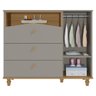 Comoda Bebê Fendi Nature Infantil MDF Pés Madeira 3 Gavetas Corrediças Telescópicas Guarda - 6