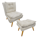 Ver imagem 1 de Kit 1 Poltrona e 1 Puff Pés Palito Para Sala de Tv Karen Corano Bege - LM DECOR
