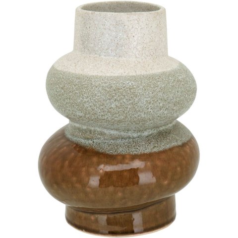 Vaso Decorativo de Cerâmica Marrom 22x17x17cm Enfeite Sala Mesa Estante Aparador