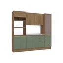 Ver imagem 2 de Kit Cozinha Modulada 4 Peças Botanic 1 Aéreo + Balcão + 2 Paneleiros sem Pia M647 Nogueira Verde