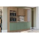 Ver imagem 1 de Kit Cozinha Modulada 4 Peças Botanic 1 Aéreo + Balcão + 2 Paneleiros sem Pia M647 Nogueira Verde