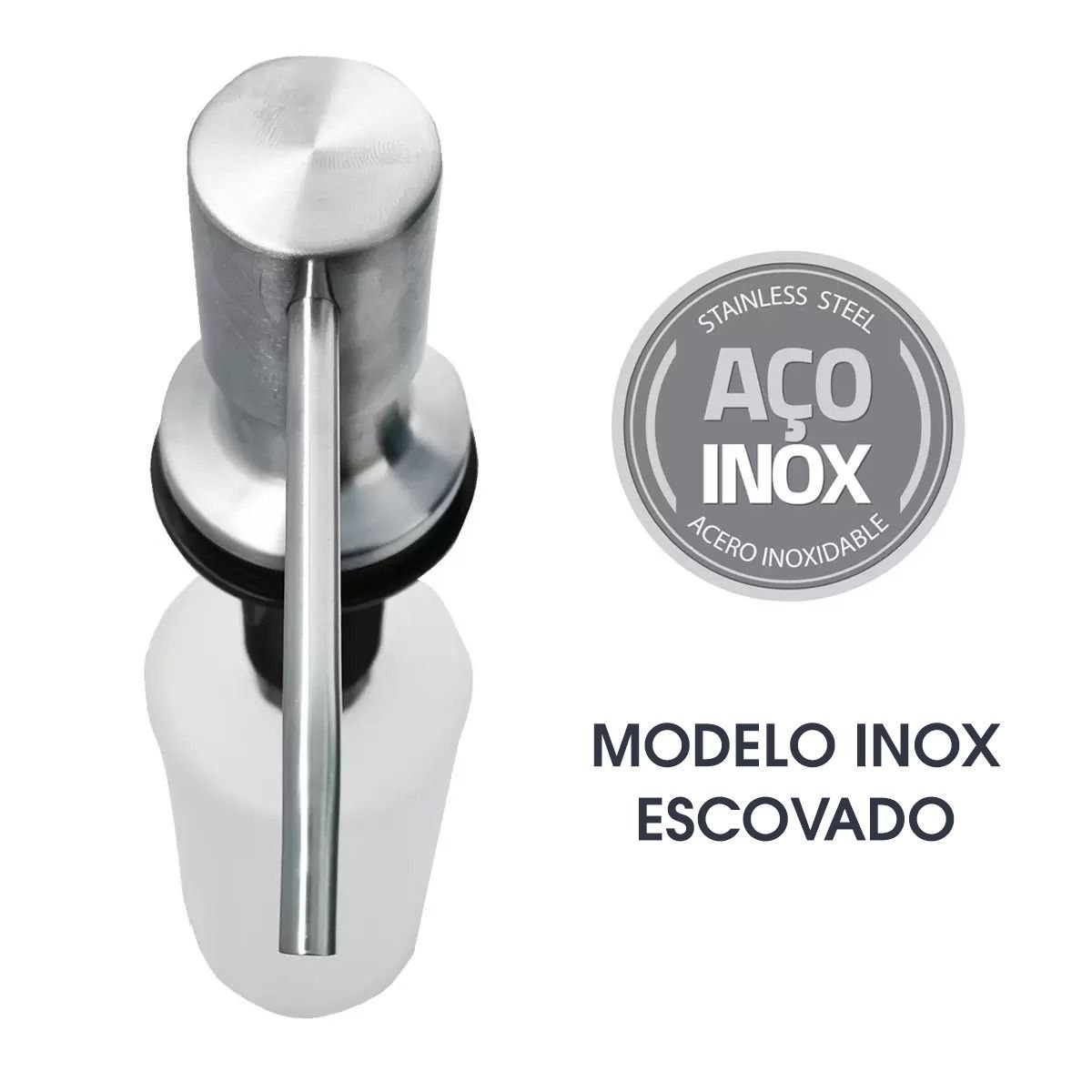 DISPENSER DOSADOR DE DETERGENTE INOX ESCOVADO 350 ML - INOX - 2