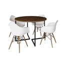 Ver imagem 6 de Mesa Jantar Industrial Amêndoa 110Cm Redonda Base V Ferro Preto C/4 Poltronas Brancas Madei Amendoa