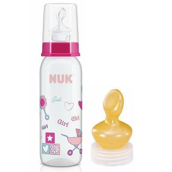 Bico Fenda Palatina + Mamadeira Classic 240ml Rosa Nuk | MadeiraMadeira