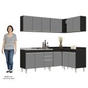 Ver imagem 5 de Armário de Cozinha Modulado de Canto 6 Peças Cp30 com Pia Inox Preto/cinza - Lumil Lumil Móveis