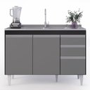 Ver imagem 7 de Armário de Cozinha Modulado de Canto 6 Peças Cp30 com Pia Inox Preto/cinza - Lumil Lumil Móveis