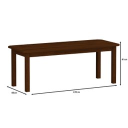 Mesa De Madeira Maciça Para 10 Lugares Cor Castanho - 2