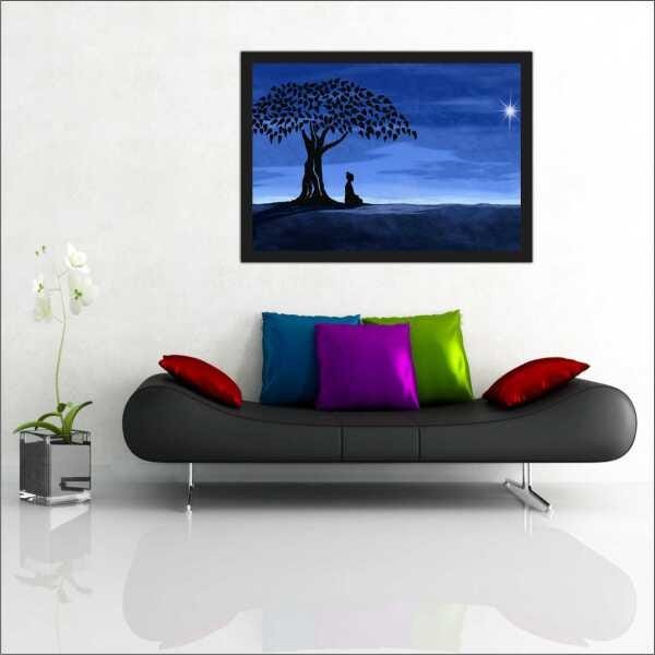 Quadro Decorativo Budismo Buda Religiosidade Chácras Decorações Interiores Com Moldura - 2