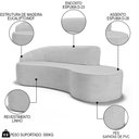 Ver imagem 3 de Sofá Living 3 Lugares 230cm Braço Esquerdo Mozart D06 Linho Cinza - Mpozenato