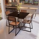 Ver imagem 1 de Conjunto Mesa de Jantar Quadrada Preta 4 Cadeiras Imbuia Riviera Industrial Preto Don Castro Decor R