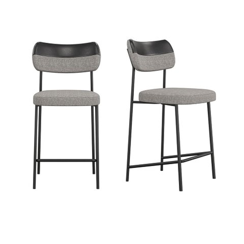Conjunto 02 Banquetas Medias Mona Courissimo Preto e Cinza - Ssx Multicoisas